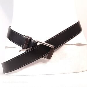 Torino Belt Harness Leather Belt Mens 42 Waist Darkest Brown Constrast Stitch